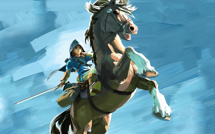 Link on a horse from The Legend of Zelda: Breath of the Wild