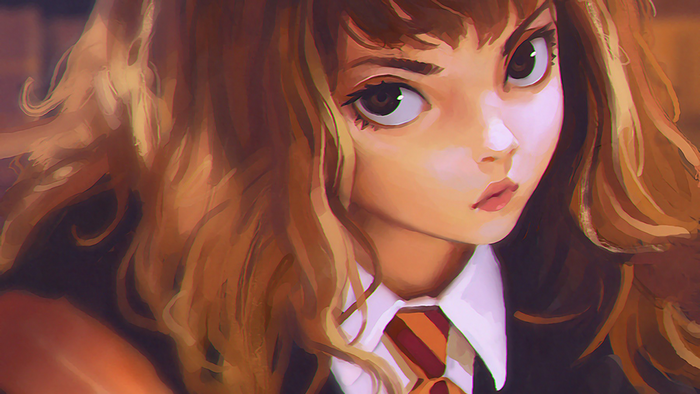Hermione Granger Artistic Portrait in Gryffindor Tie