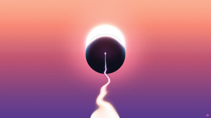 Spaceship traveling towards a planet during an eclipse