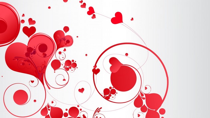 Red hearts and floral swirls illustration