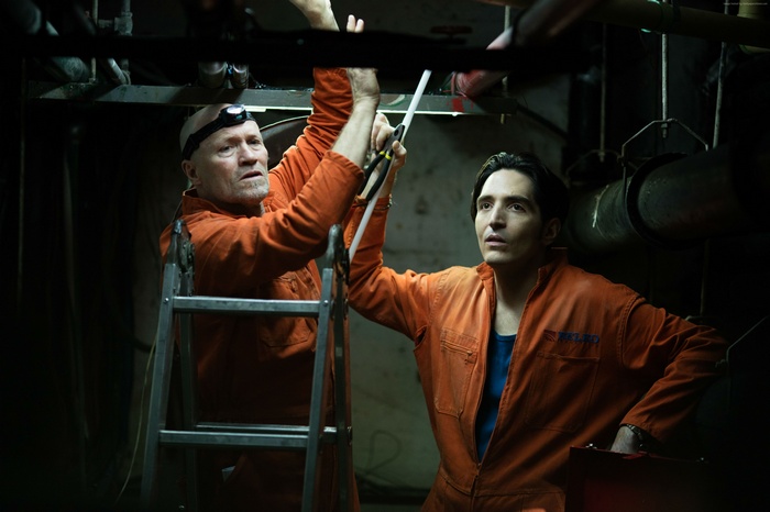 Michael Rooker and David Dastmalchian in The Belko Experiment