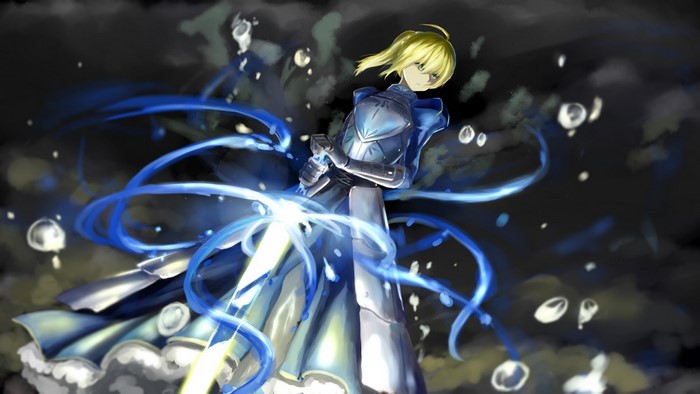 Saber from Fate Series with blue energy