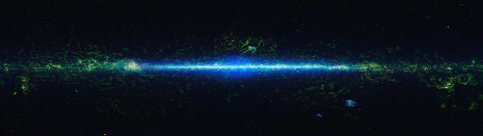 Milky Way galaxy in green and blue light