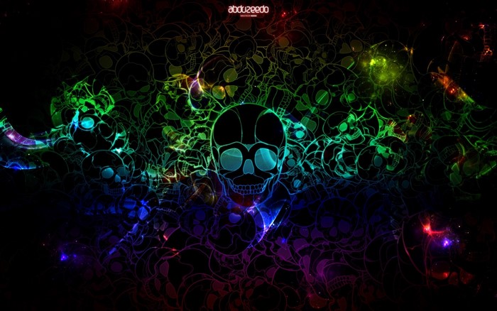 Colorful skull pattern with abstract lights