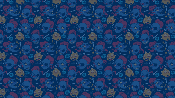 Undyne and Monster Kid pattern with flowers and arrows