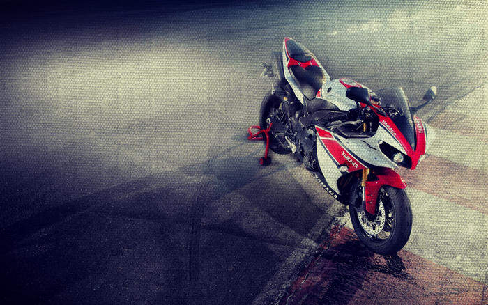 Yamaha R6 sport motorcycle on a track