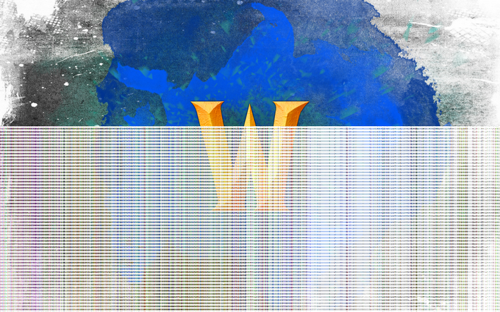 World of Warcraft logo with abstract blue background