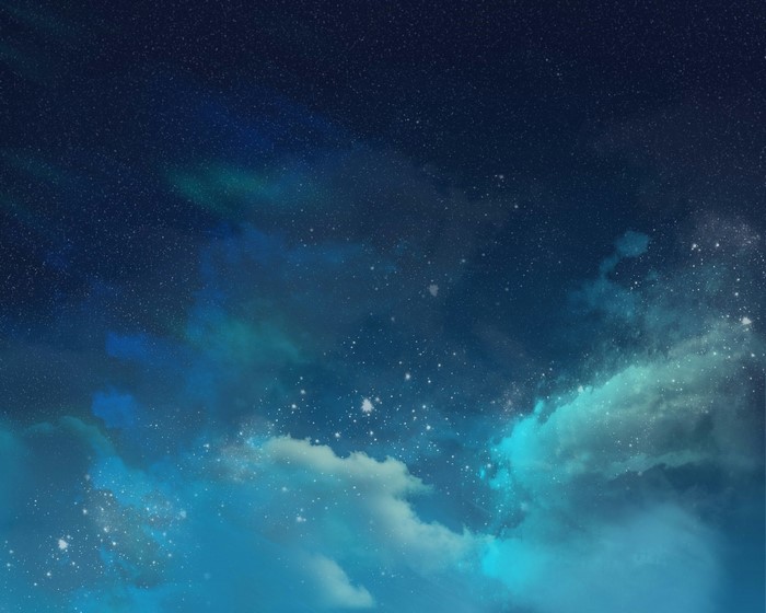 Starry night sky with nebula and clouds