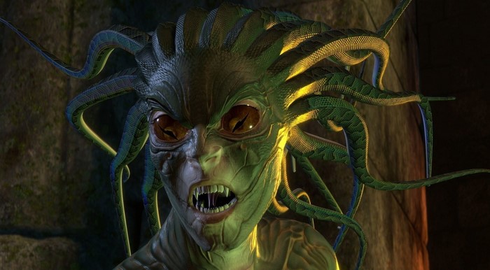 Medusa creature with snake hair in fantasy art