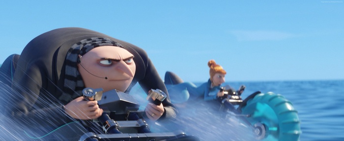Gru and Lucy from Despicable Me 3 on jet skis