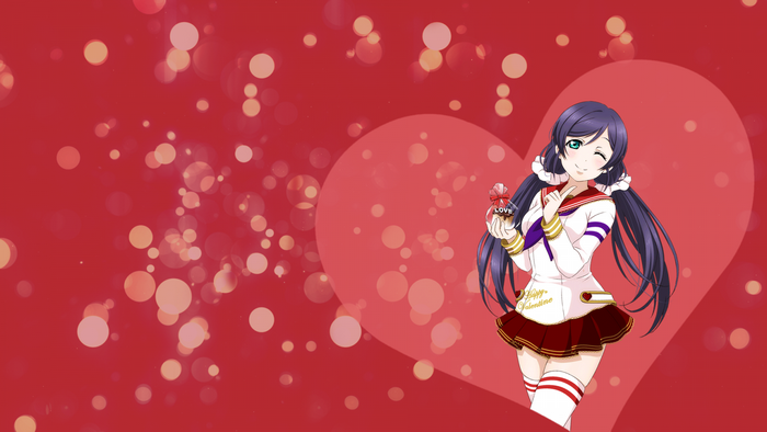 Toujou Nozomi from Love Live! holding a Valentine's gift