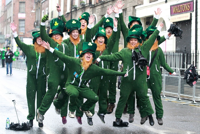 People in Leprechaun costumes celebrating Saint Patrick's Day