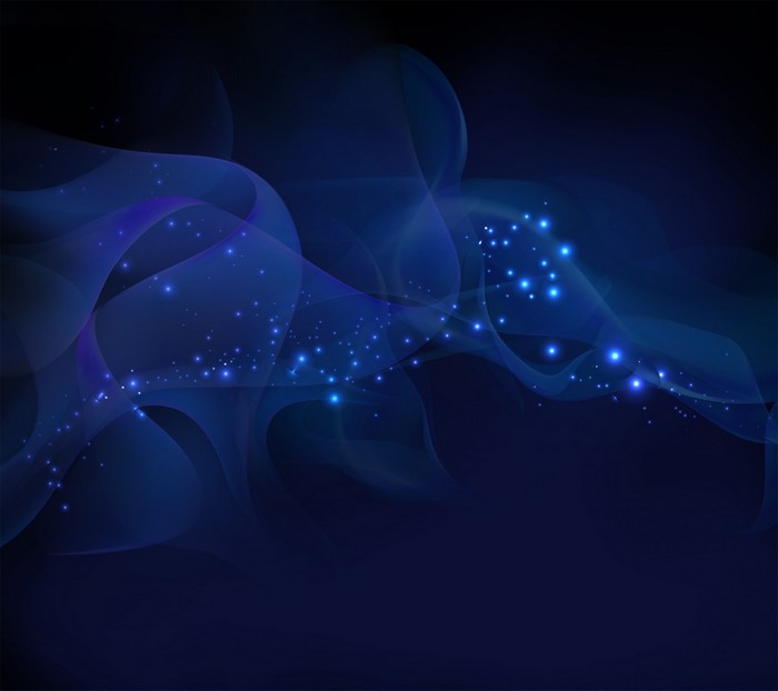 Abstract blue waves with glowing particles