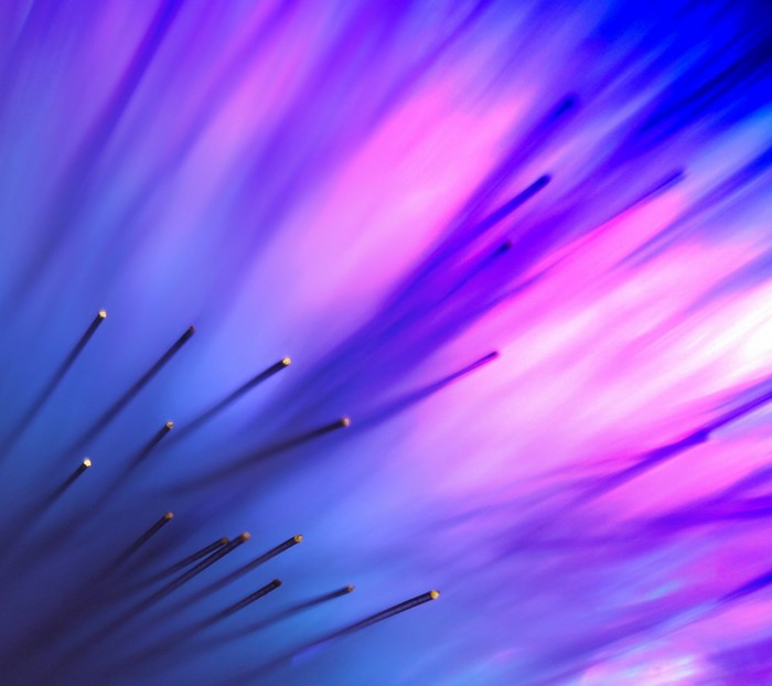 Close-up of Fiber Optics with Purple and Blue Light