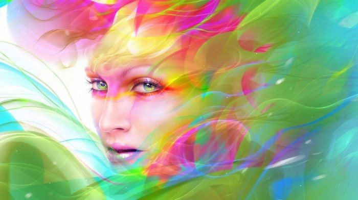 Woman with colorful abstract elements