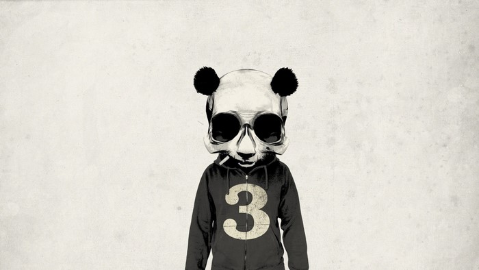 Panda skull wearing a hoodie with the number 3
