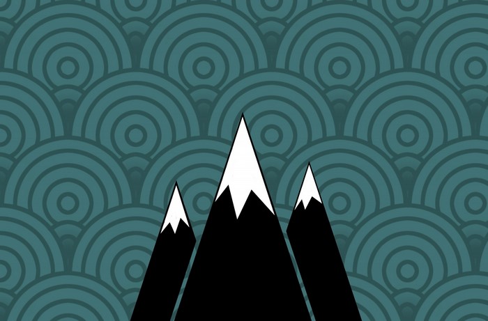 Stylized Mountains with Circular Pattern Background