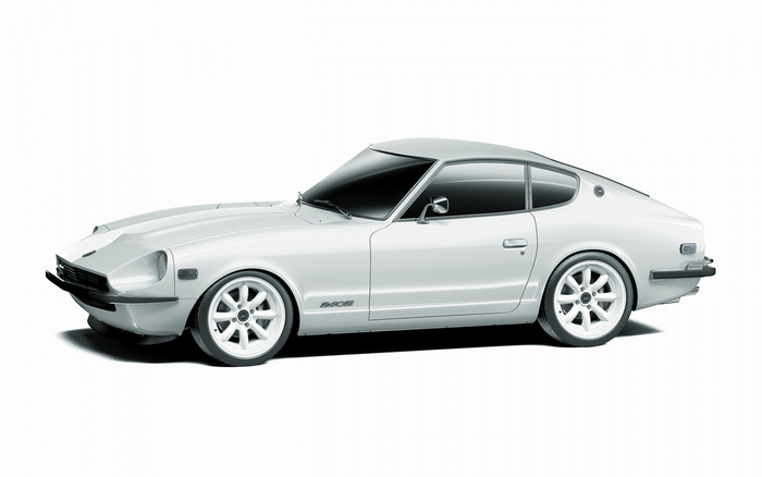 White Datsun 240Z sports car