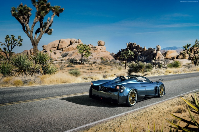 Pagani Huayra Roadster in Joshua Tree National Park