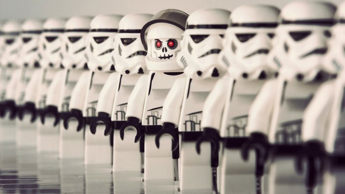 LEGO Stormtroopers with a Skeleton Commander