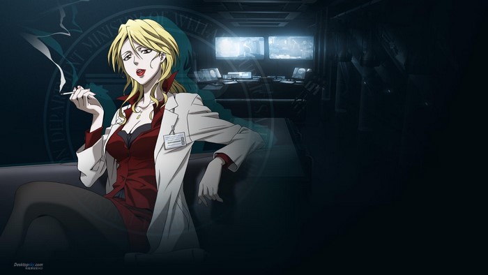 Karanomori Shion from Psycho Pass smoking
