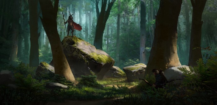 Mysterious Warrior in Enchanted Forest