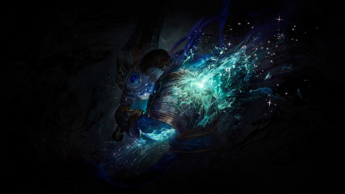 Garen from League of Legends with magical energy
