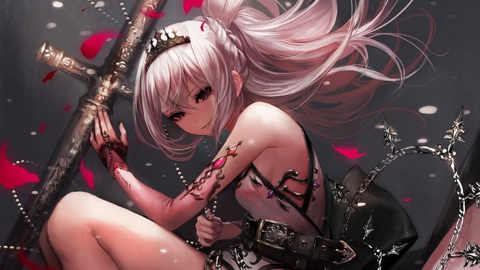 Anime girl with crown and cross