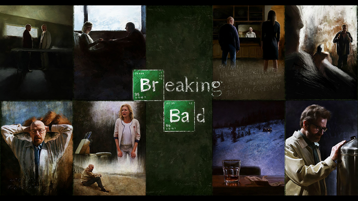 Breaking Bad collage with characters and title