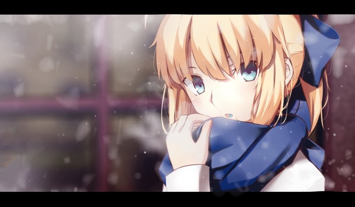 Saber from Fate Series with blue scarf