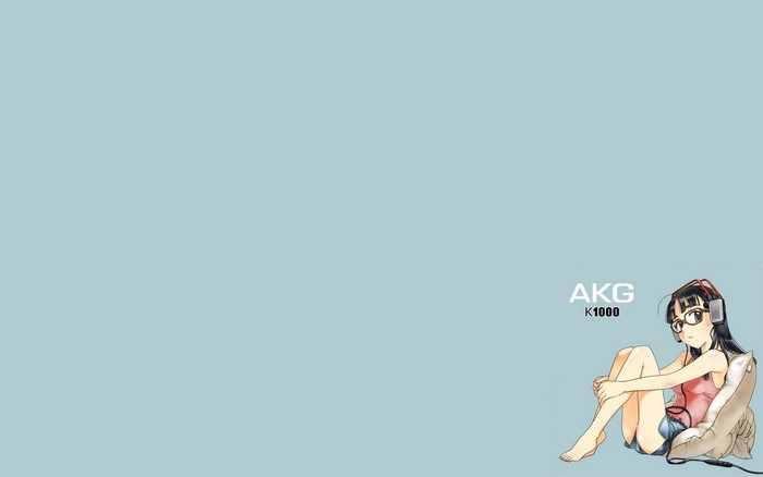 Anime girl with glasses and AKG K1000 headphones