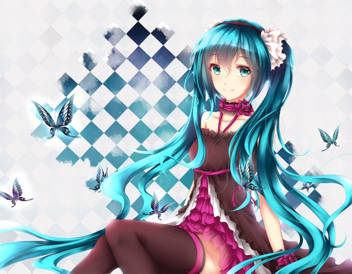 Hatsune Miku with Butterflies