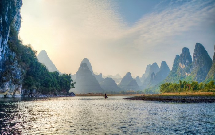 Karst mountains along a river in China