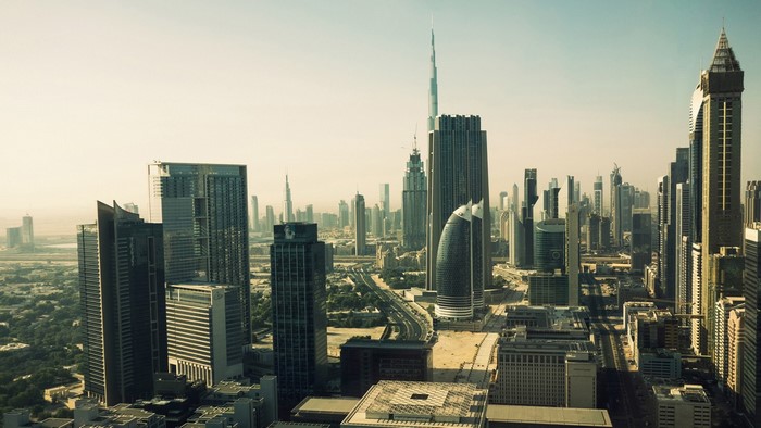 Dubai cityscape with Burj Khalifa and skyscrapers