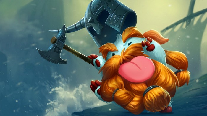 Olaf from League of Legends with an axe