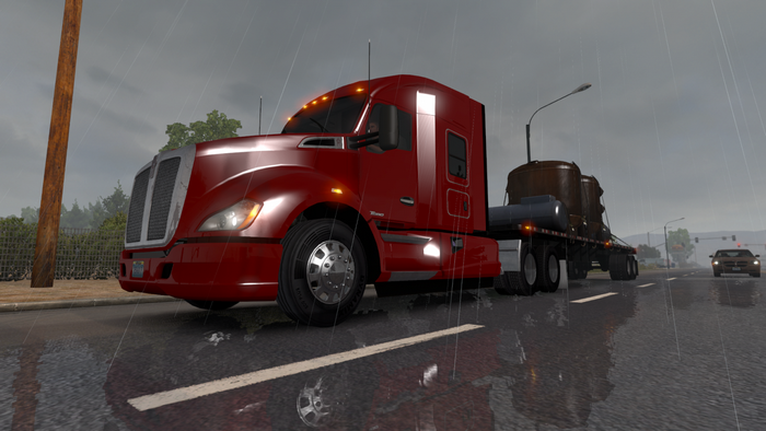 Red semi-truck with trailer in American Truck Simulator