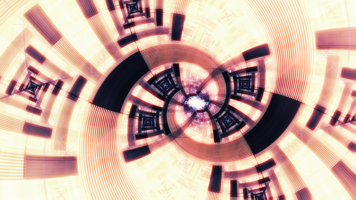 Abstract digital art with spiral and geometric shapes