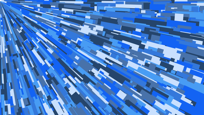 Abstract blue rectangles radiating from a central point