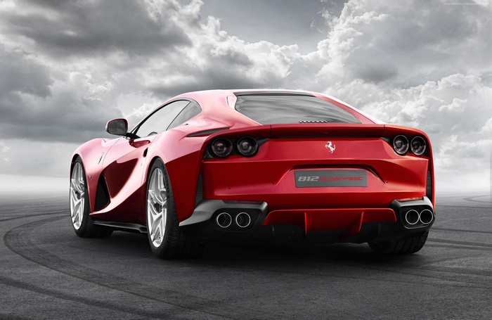 Red Ferrari 812 Superfast rear view