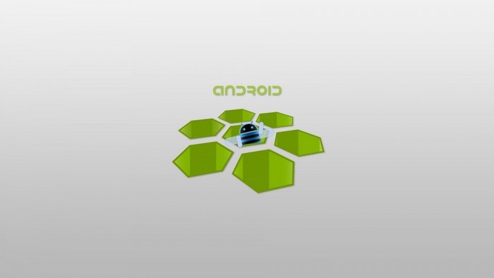 Android logo with green hexagonal pattern