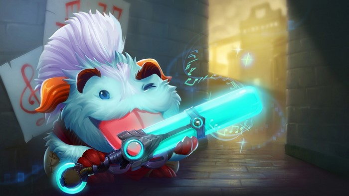 Ekko from League of Legends with a Poro