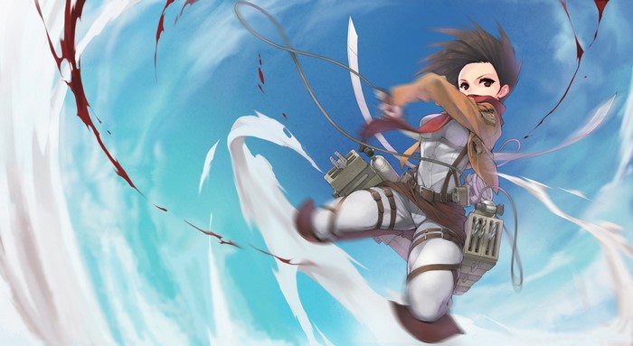 Mikasa Ackerman from Attack on Titan in action