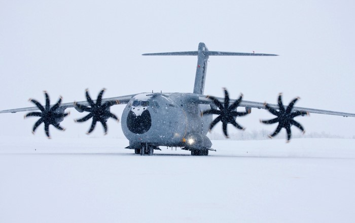 Airbus A400M Atlas aircraft in snow