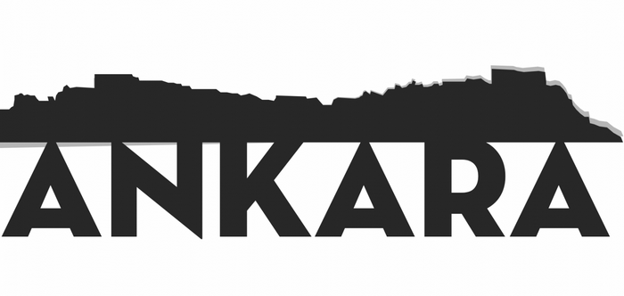 Ankara text with silhouette of Ankara Castle