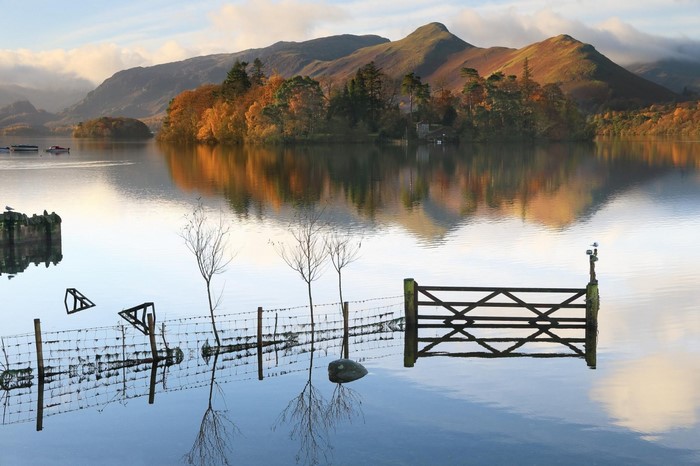 Autumn Landscape with Lake and Mountains