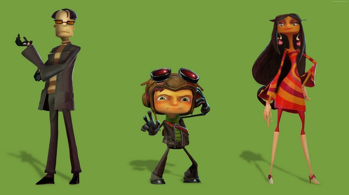Psychonauts characters on a green background