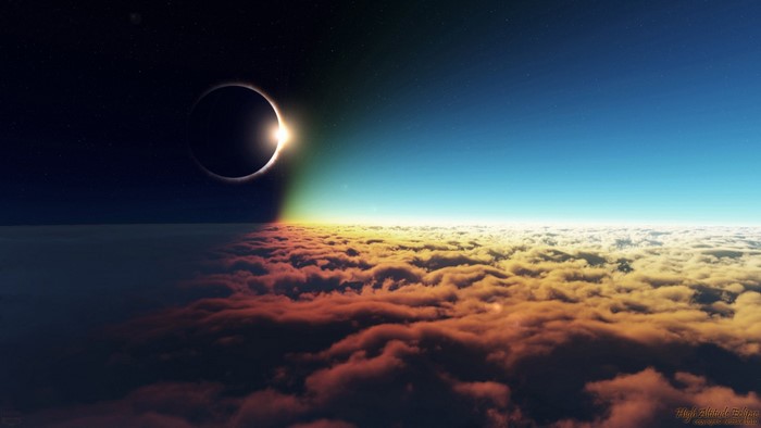 Solar Eclipse Over Clouds