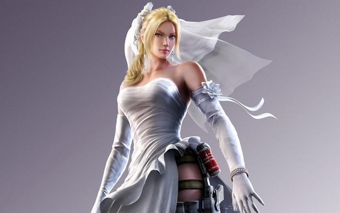 Nina Williams from Tekken in a wedding dress