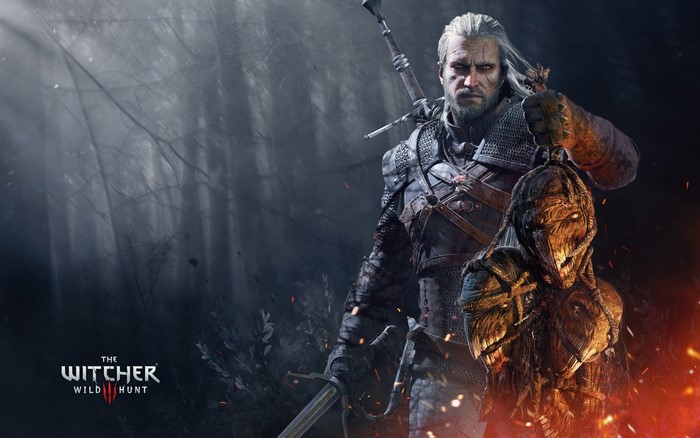 Geralt of Rivia from The Witcher 3: Wild Hunt holding a trophy