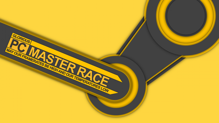 PC Master Race text with Steam logo elements